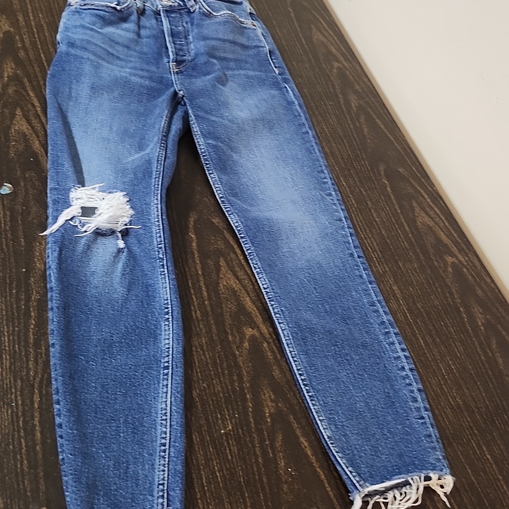 Re/Done 90's Highrise Ankle Crop Raw Hem Skinny Jeans
